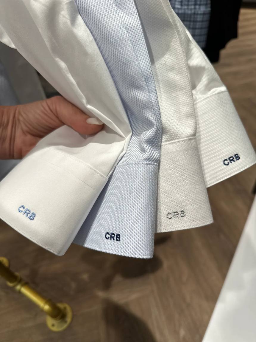 Monogrammed CRB cuffs, hand finished